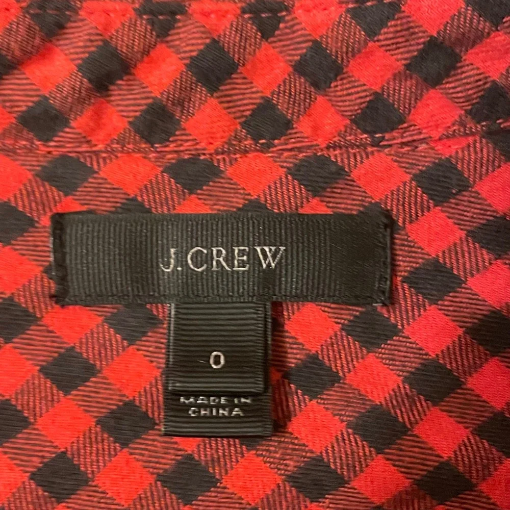J. Crew Womens Size 0 Plaid‎ Button Down Long Sleeve Shirt Checkered Red